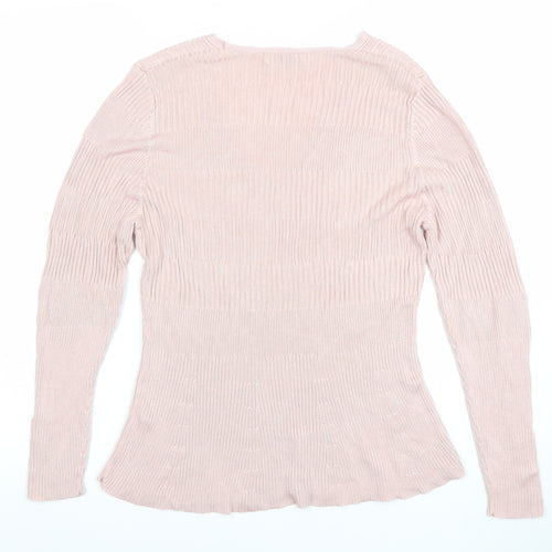 Marks and Spencer Per Una Pink V-Neck Slim Fit Knit Jumper Women's UK 16