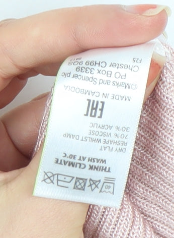 Marks and Spencer Per Una Pink V-Neck Slim Fit Knit Jumper Women's UK 16