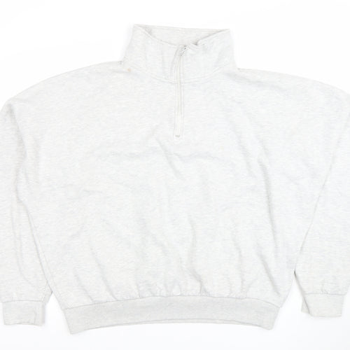 Boohoo Men's Grey 1/4 Zip High Neck Pullover Sweatshirt L