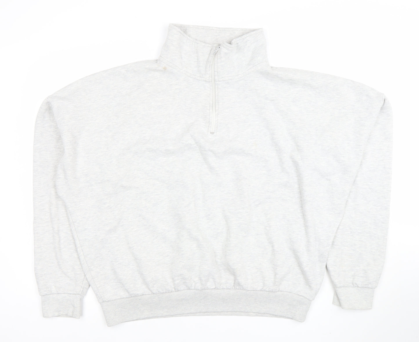 Boohoo Men's Grey 1/4 Zip High Neck Pullover Sweatshirt L