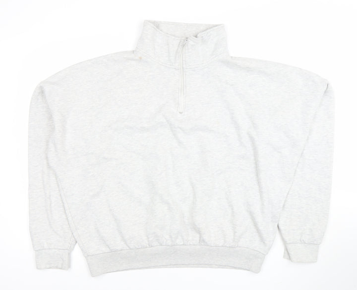 Boohoo Men's Grey 1/4 Zip High Neck Pullover Sweatshirt L