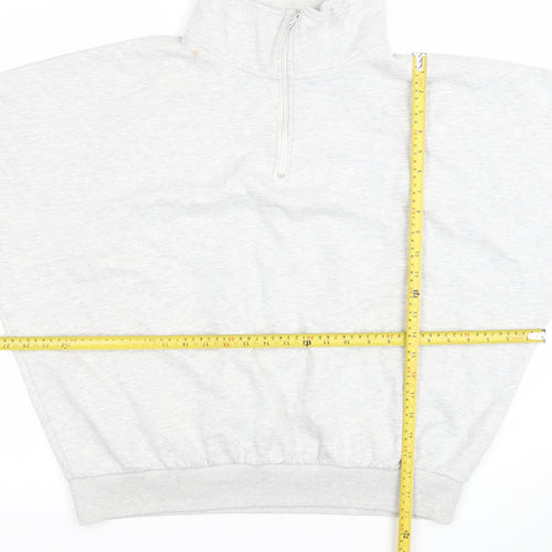 Boohoo Men's Grey 1/4 Zip High Neck Pullover Sweatshirt L