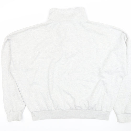 Boohoo Men's Grey 1/4 Zip High Neck Pullover Sweatshirt L
