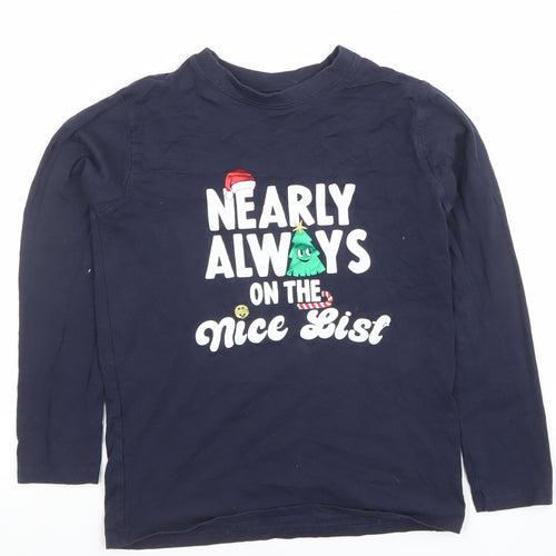 Dunnes Stores Boys Blue Christmas Long Sleeve Cotton T-Shirt 8-9 Years