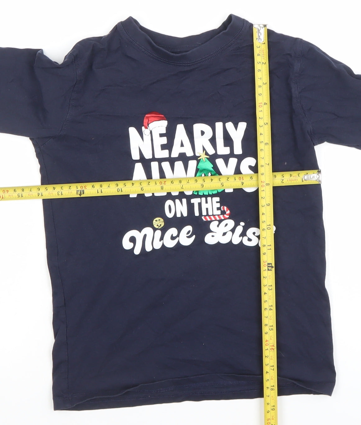 Dunnes Stores Boys Blue Christmas Long Sleeve Cotton T-Shirt 8-9 Years
