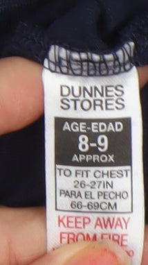 Dunnes Stores Boys Blue Christmas Long Sleeve Cotton T-Shirt 8-9 Years