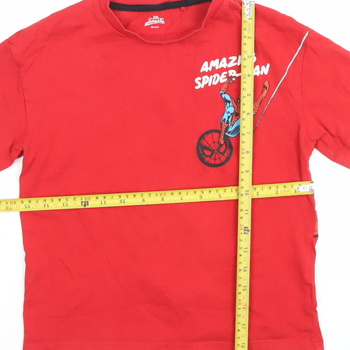 Marvel Boys Red Spider-Man Graphic Print Short Sleeve Cotton T-Shirt 7-8 Years