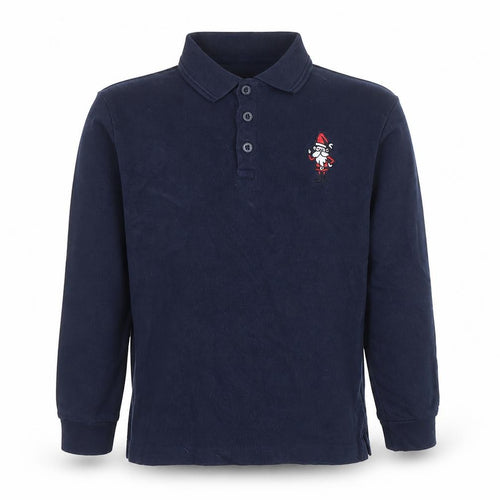 Dunnes Stores Boys Blue Long Sleeve Cotton Polo Shirt 8-9 Years Christmas Santa