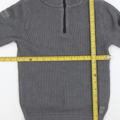 Next Boys Grey Half Zip Roll Neck Cotton Acrylic Knit Jumper 8 Years