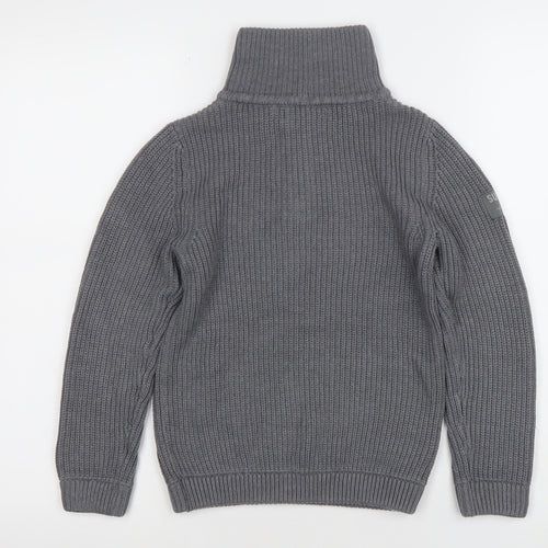 Next Boys Grey Half Zip Roll Neck Cotton Acrylic Knit Jumper 8 Years