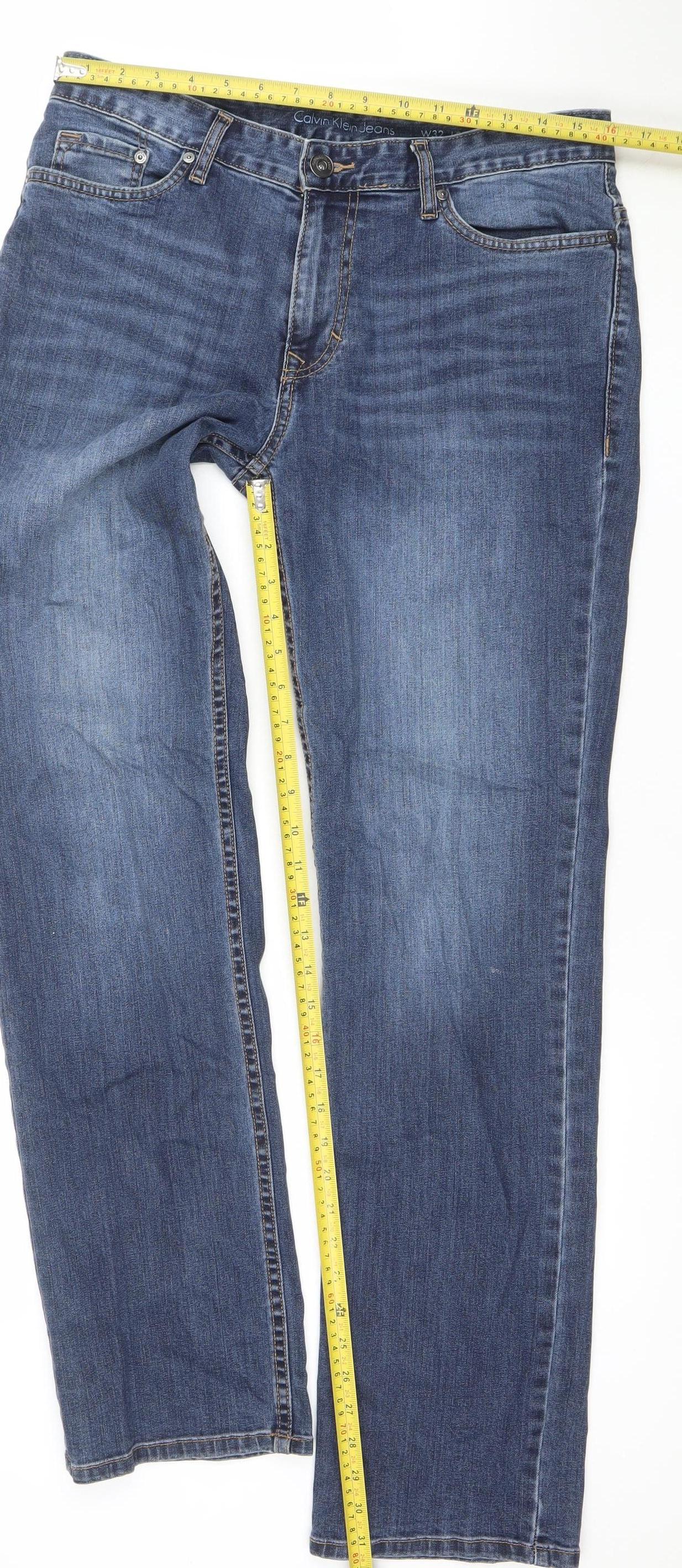 Calvin Klein Men Blue Straight Leg Denim Jeans W32 L32