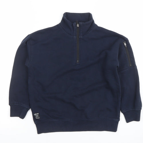 NEXT Boys Navy 6-7 Years 1/4 Zip Sweatshirt Cotton Blend Pullover
