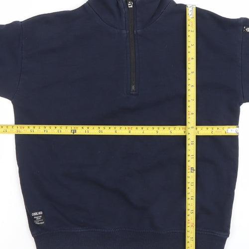 NEXT Boys Navy 6-7 Years 1/4 Zip Sweatshirt Cotton Blend Pullover
