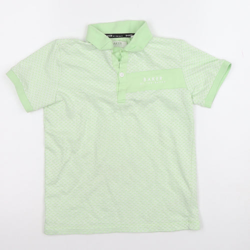 Ted Baker Boys Green Polo Shirt 8 Years Short Sleeve Cotton Blend