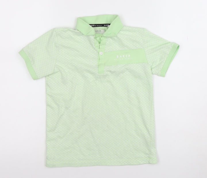 Ted Baker Boys Green Polo Shirt 8 Years Short Sleeve Cotton Blend
