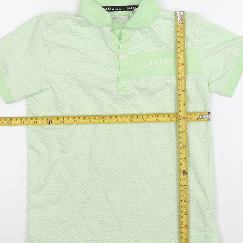 Ted Baker Boys Green Polo Shirt 8 Years Short Sleeve Cotton Blend