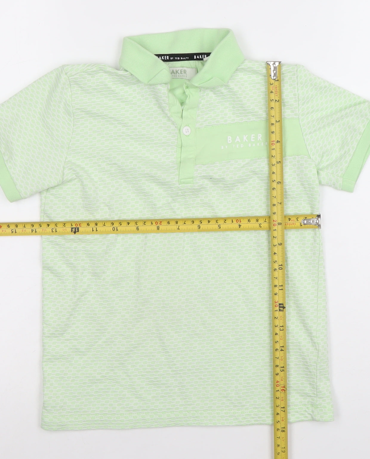 Ted Baker Boys Green Polo Shirt 8 Years Short Sleeve Cotton Blend
