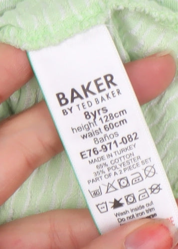 Ted Baker Boys Green Polo Shirt 8 Years Short Sleeve Cotton Blend