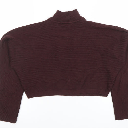 New Look Women’s Brown Mock Neck Rib Knit Relaxed Jumper Size S