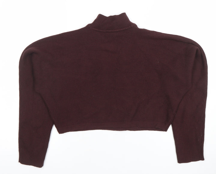 New Look Women’s Brown Mock Neck Rib Knit Relaxed Jumper Size S