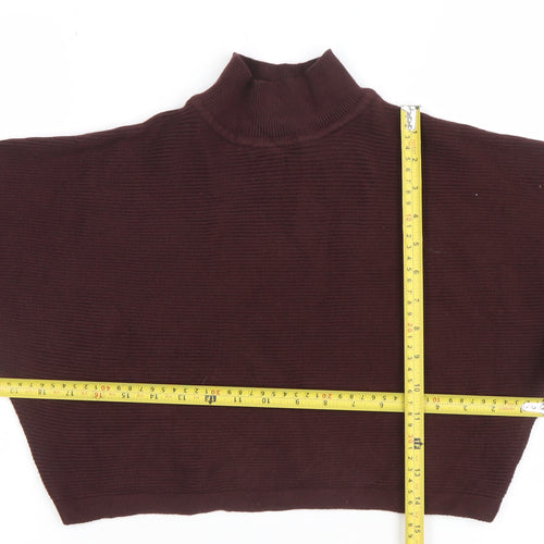 New Look Women’s Brown Mock Neck Rib Knit Relaxed Jumper Size S
