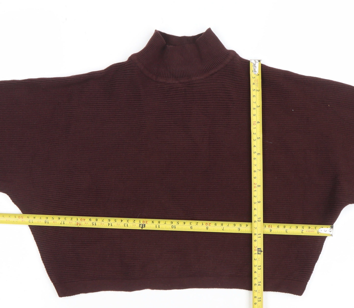 New Look Women’s Brown Mock Neck Rib Knit Relaxed Jumper Size S