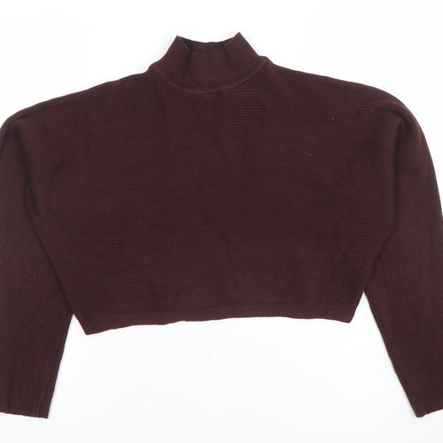 New Look Women’s Brown Mock Neck Rib Knit Relaxed Jumper Size S