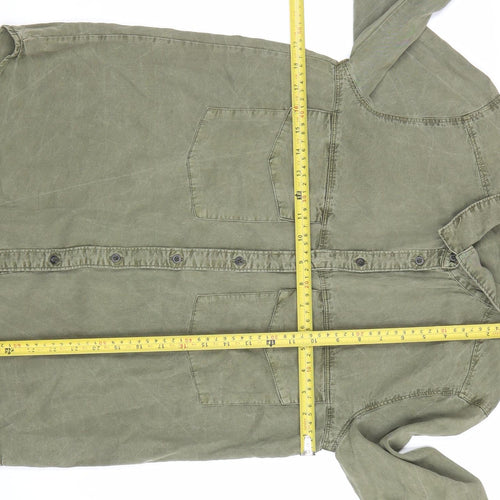 Sweatwater Plus Womens Green Cotton Button-Up Shirt M
