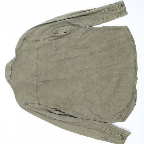Sweatwater Plus Womens Green Cotton Button-Up Shirt M