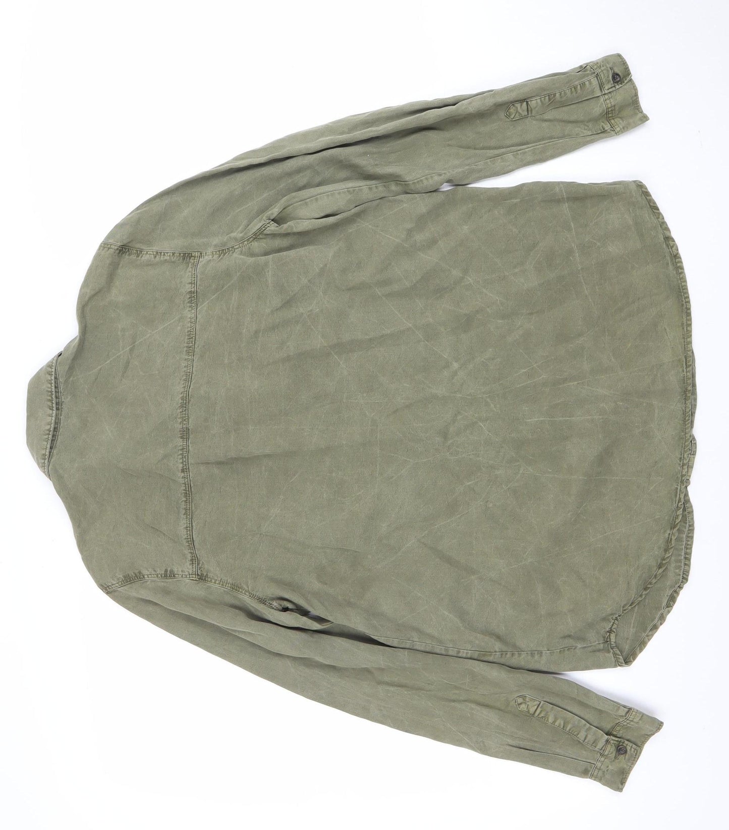 Sweatwater Plus Womens Green Cotton Button-Up Shirt M