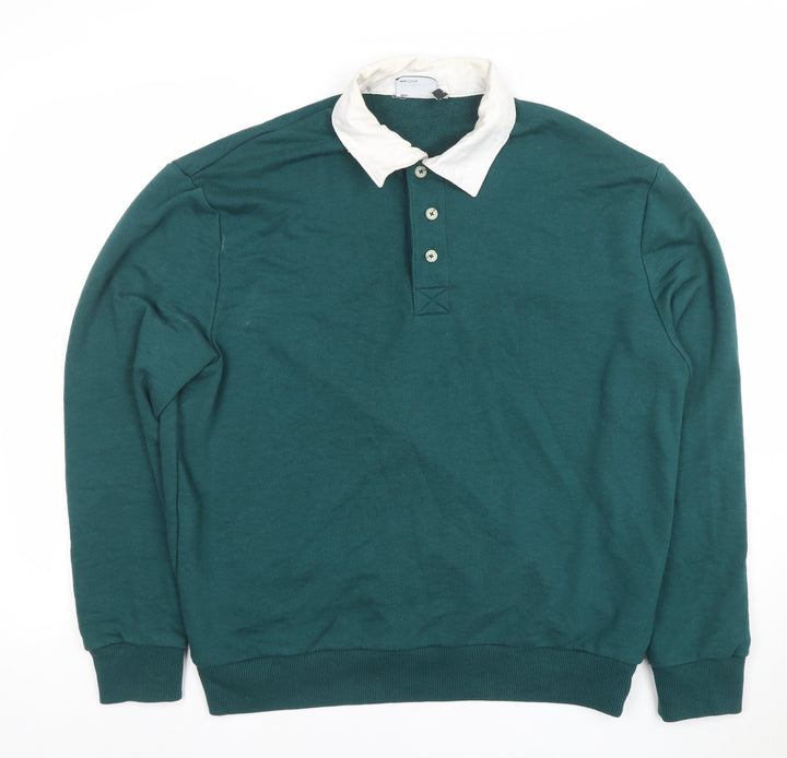ASOS Men’s Green Collared Henley Sweatshirt Size M