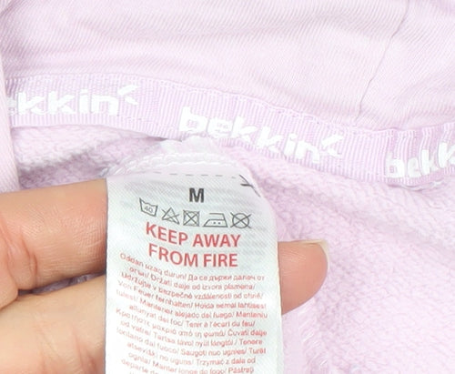Bekkin Women Pink Pullover Hoodie Medium Cotton Blend