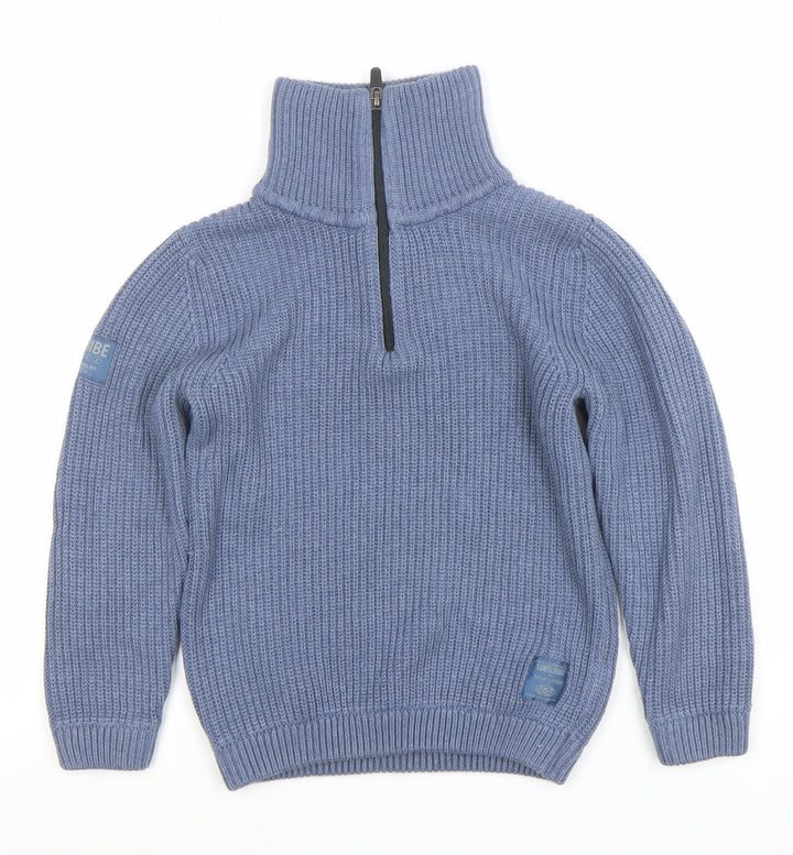 Next Boys Blue 7 Years 1/2 Zip Roll Neck Jumper Cotton Knit