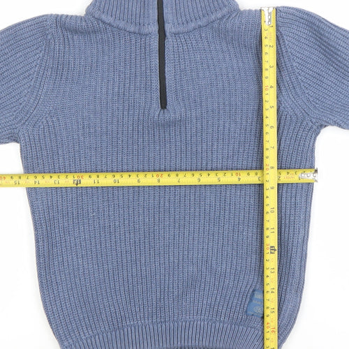 Next Boys Blue 7 Years 1/2 Zip Roll Neck Jumper Cotton Knit