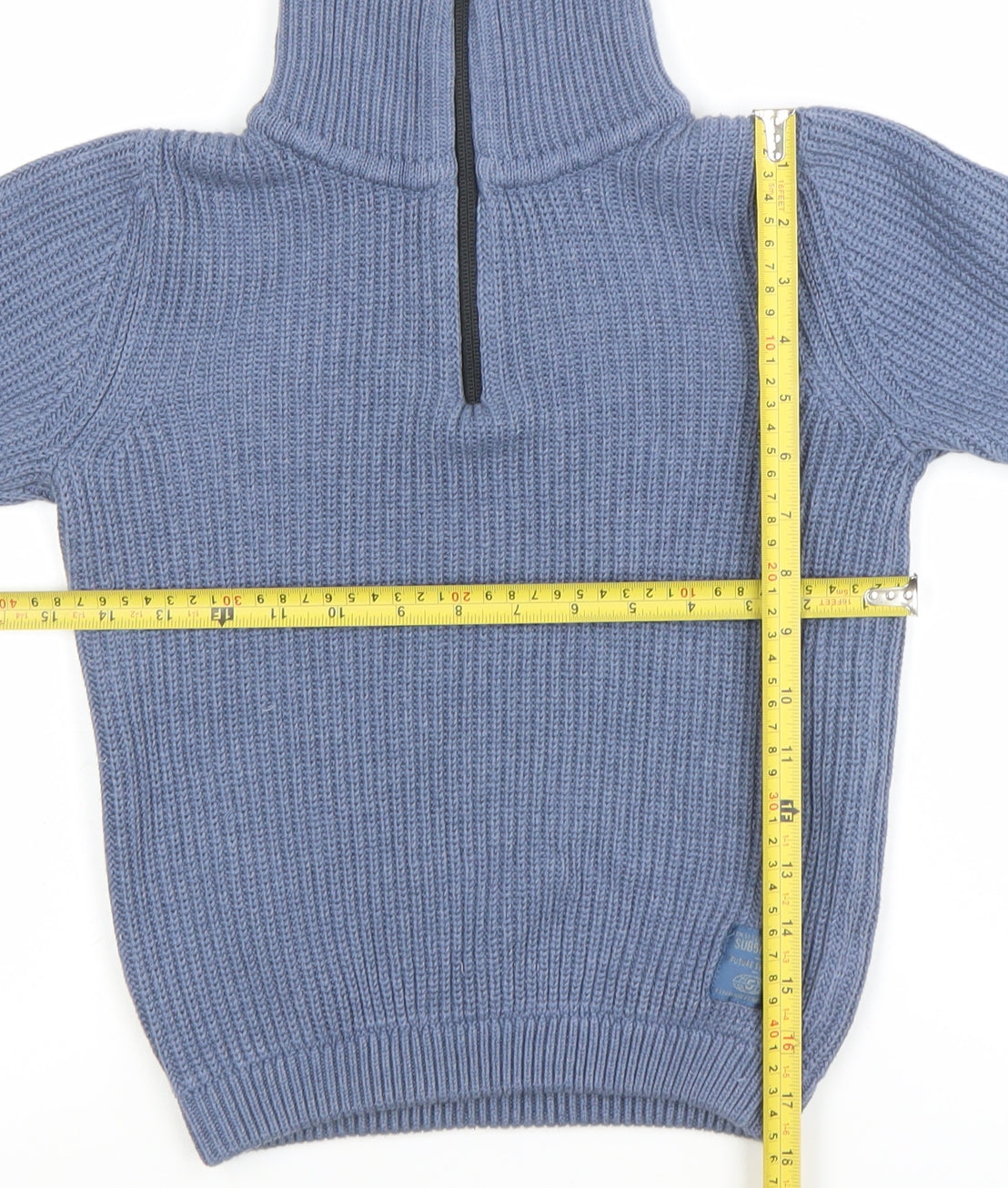 Next Boys Blue 7 Years 1/2 Zip Roll Neck Jumper Cotton Knit