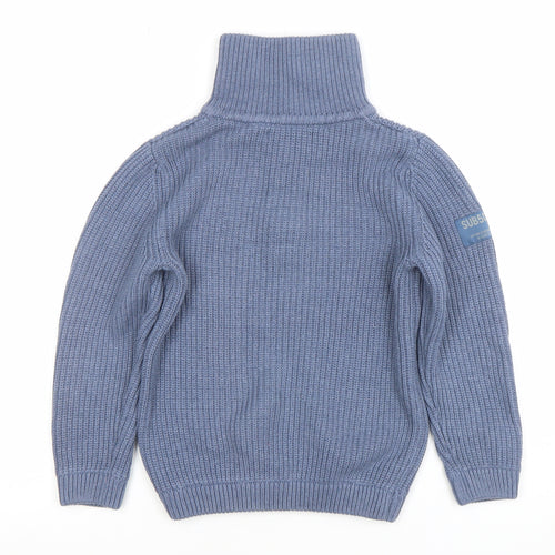 Next Boys Blue 7 Years 1/2 Zip Roll Neck Jumper Cotton Knit
