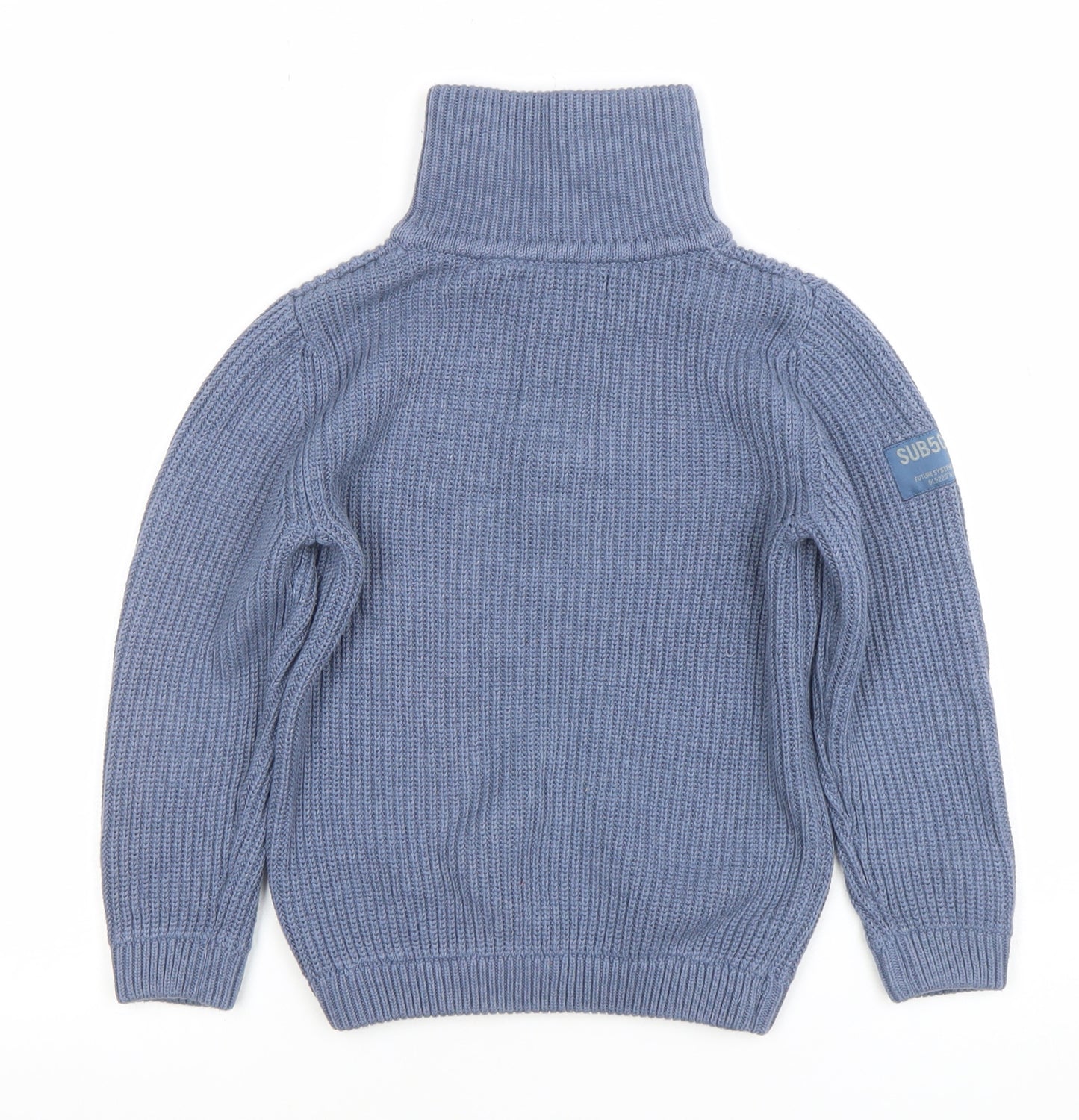 Next Boys Blue 7 Years 1/2 Zip Roll Neck Jumper Cotton Knit