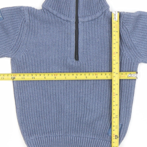 Next Boys Blue 2 Years 1/2 Zip Roll Neck Jumper Ribbed Knit Cotton Blend