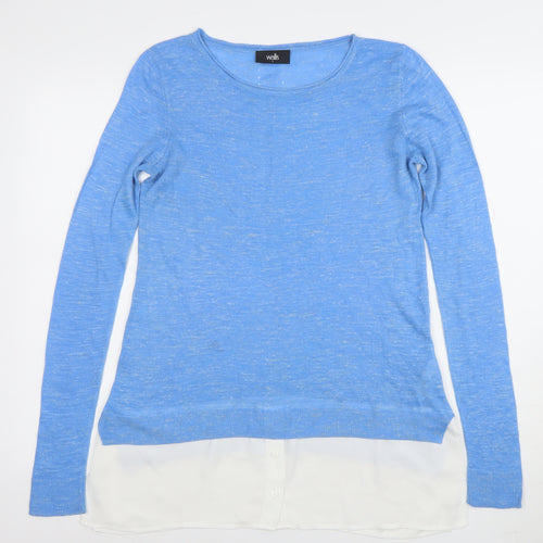 Wallis Women’s Blue Linen Blend Long Sleeve Pullover Jumper Size S
