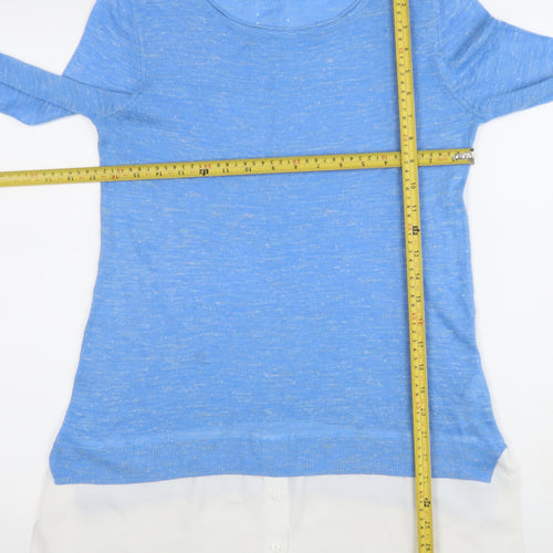 Wallis Women’s Blue Linen Blend Long Sleeve Pullover Jumper Size S