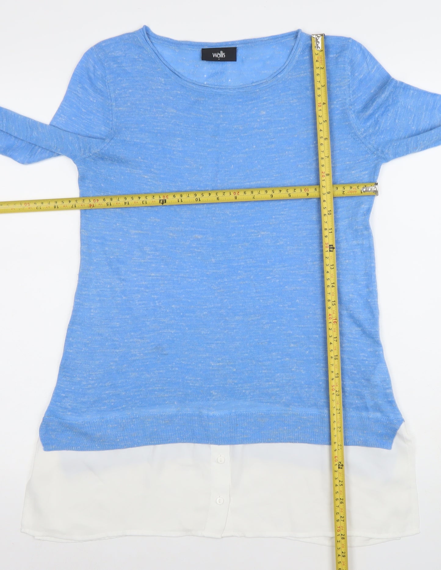 Wallis Women’s Blue Linen Blend Long Sleeve Pullover Jumper Size S