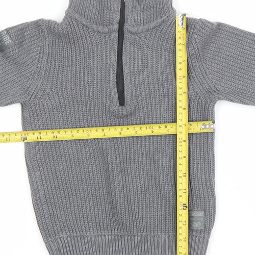 Next Boys Grey 3 Years Half Zip Roll Neck Jumper Cotton Acrylic Knit