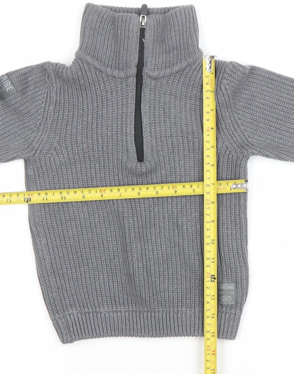 Next Boys Grey 3 Years Half Zip Roll Neck Jumper Cotton Acrylic Knit