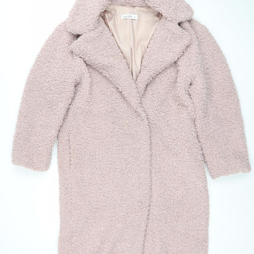 Gallery Women’s Pink Long Teddy Fleece Overcoat Size 8