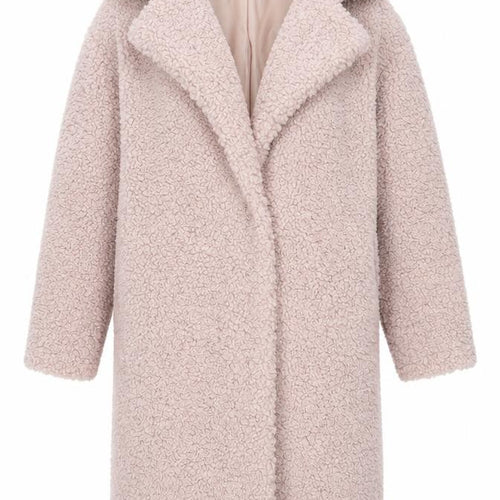 Gallery Women’s Pink Long Teddy Fleece Overcoat Size 8