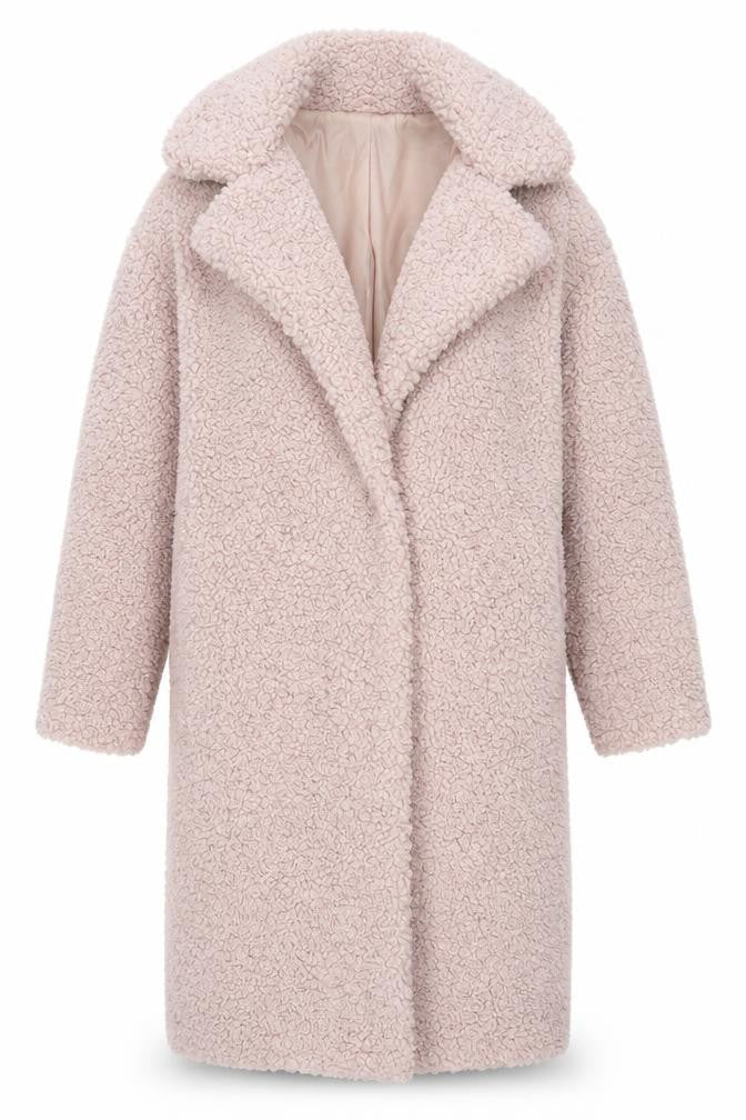 Gallery Women’s Pink Long Teddy Fleece Overcoat Size 8