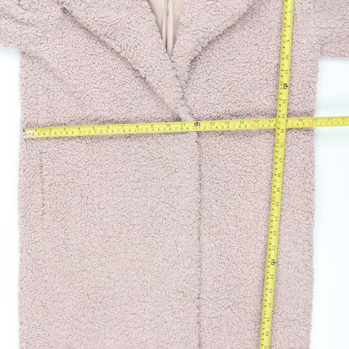 Gallery Women’s Pink Long Teddy Fleece Overcoat Size 8