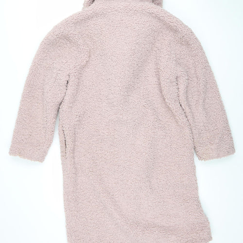 Gallery Women’s Pink Long Teddy Fleece Overcoat Size 8