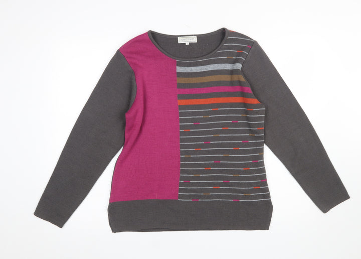 Tempo Reale Women’s Grey Multicolour Wool Blend Striped Jumper Size 12
