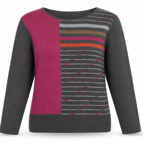 Tempo Reale Women’s Grey Multicolour Wool Blend Striped Jumper Size 12